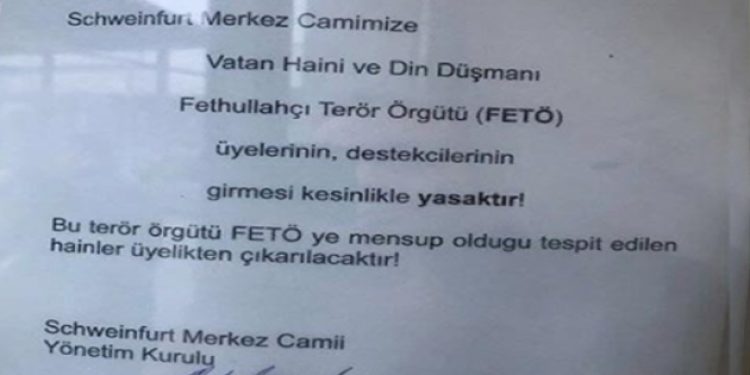 Almanya’daki Diyanet Camisi’nde Hizmet Hareketine karşı nefret suçu