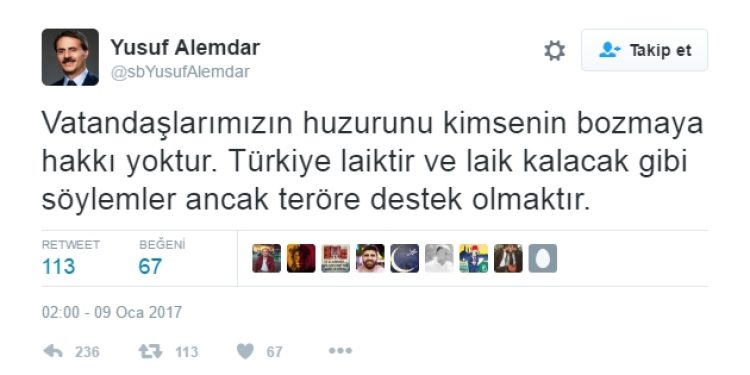 AKP’li belediye başkanı: ‘Türkiye laiktir, laik kalacak demek teröre destek olmaktır’