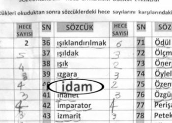 İlkokul 1. sınıf öğrencilerine ‘idam’ kelimesi hecelettirildi