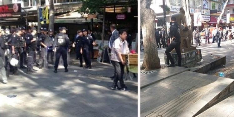 Açlık grevindeki eğitimcilerin eylem alanına polis müdahalesi