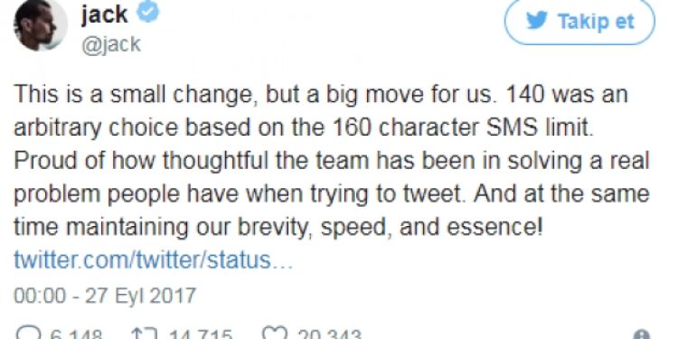Twitter 140×2’yi test etti