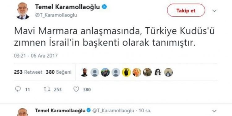 AKP zaten Kudüs’ü İsrail Başkenti olarak tanımış