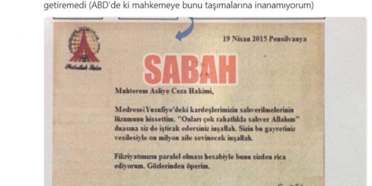 ABD’deki davada ‘Gülen’in mektubu’ komedisi