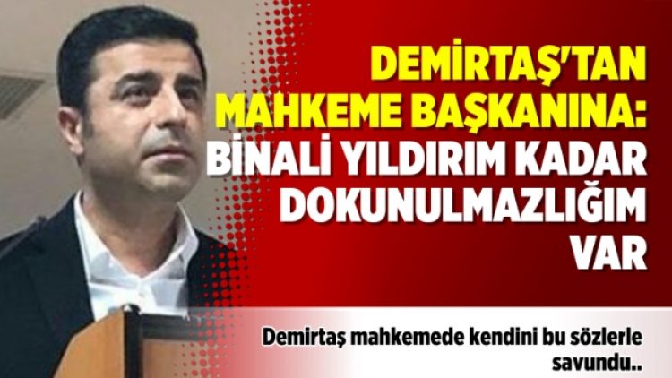 Demirtaş’tan mahkeme başkanına: Binali Yıldırım kadar dokunulmazlığım var