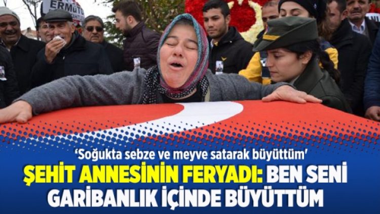 Şehit annesinin feryadı: “Ben seni garibanlık içinde, soğukta sebze ve meyve satarak büyüttüm”