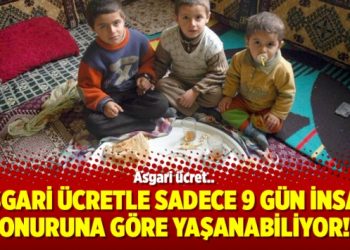 Asgari ücretle sadece 9 gün insan onuruna göre yaşanabiliyor!