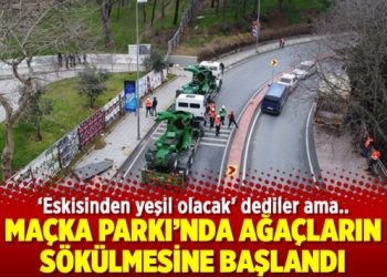 Maçka Parkı’nda ağaçların sökülmesine başlandı