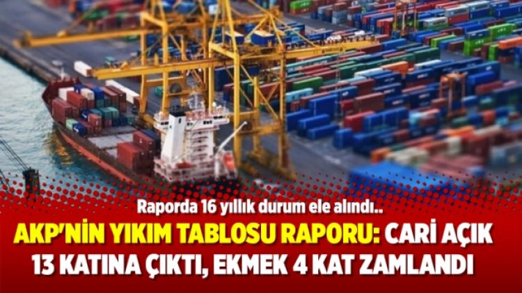 AKP’nin yıkım tablosu raporu: Cari açık 13 katına çıktı, ekmek 4 kat zamlandı