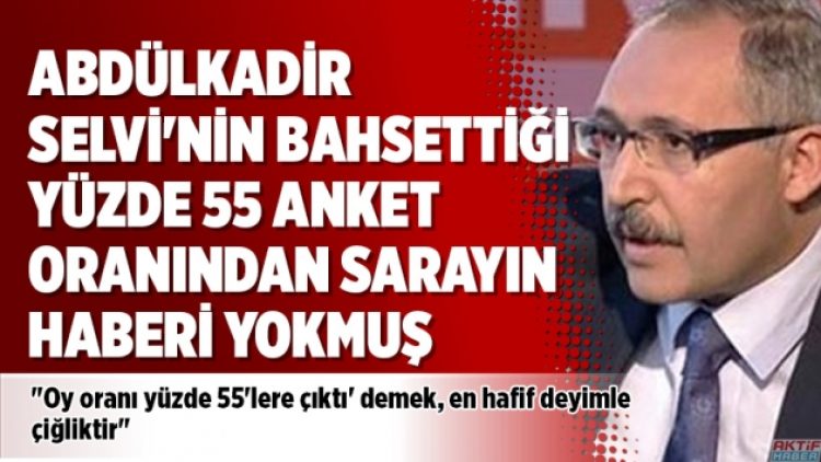 Abdülkadir Selvi’nin bahsettiği yüzde 55 anket oranından sarayın haberi yokmuş