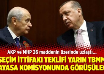 Seçim ittifakı teklifi yarın TBMM Anayasa Komisyonunda görüşülecek