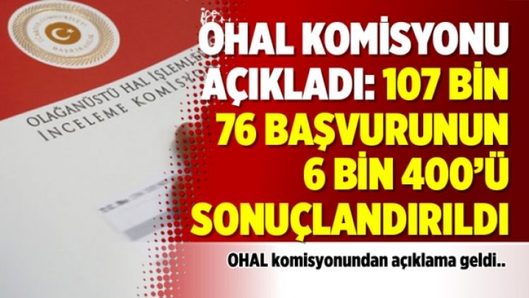 OHAL Komisyonu açıkladı: 107 bin 76 başvurunun 6 bin 400’ü sonuçlandırıldı