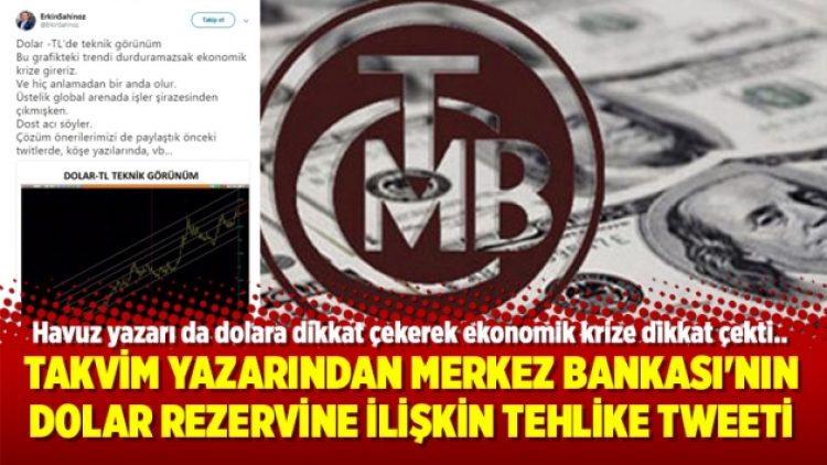 Takvim yazarından Merkez Bankası’nın dolar rezervine ilişkin tehlike tweeti