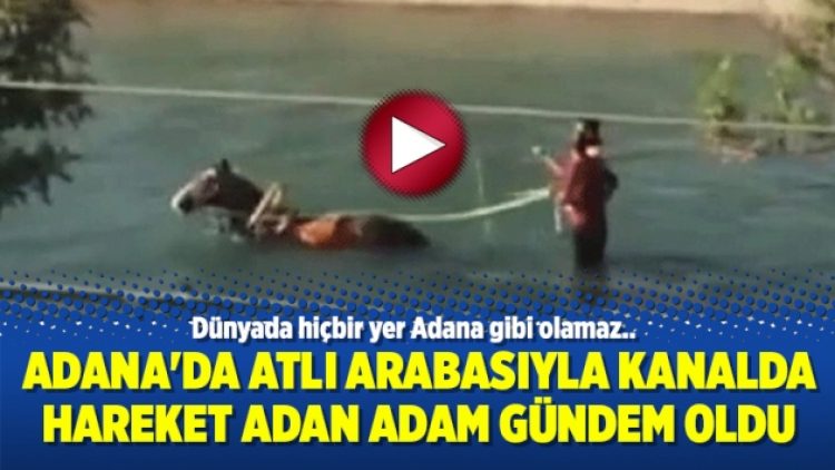 Adana’da atlı arabasıyla kanalda hareket adan adam gündem oldu
