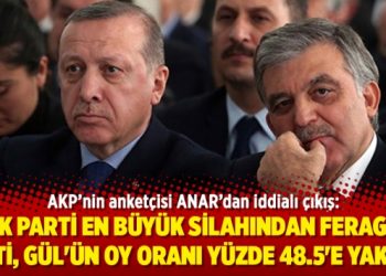 ANAR: AK Parti en büyük silahından feragat etti, Gül’ün oy oranı yüzde 48.5’e yakın