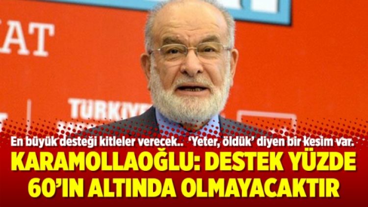 Karamollaoğlu: Destek yüzde 60’ın altında olmayacaktır