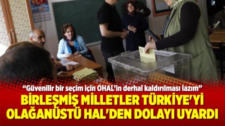 Birleşmiş Milletler Türkiye’yi Olağanüstü Hal’den dolayı uyardı