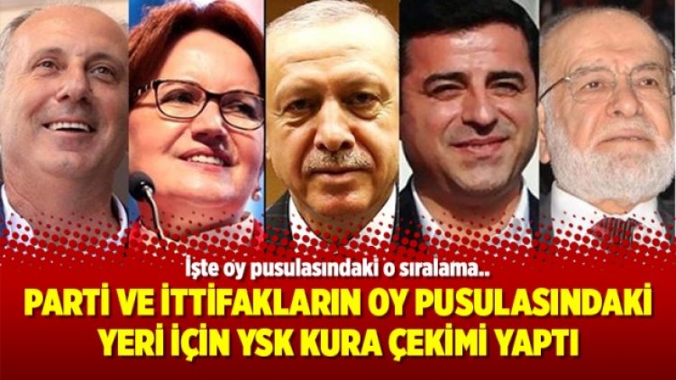 Parti ve ittifakların oy pusulasındaki yeri için YSK kura çekimi yaptı