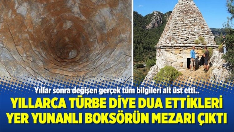 Yıllarca türbe diye dua ettikleri yer Yunanlı boksörün mezarı çıktı