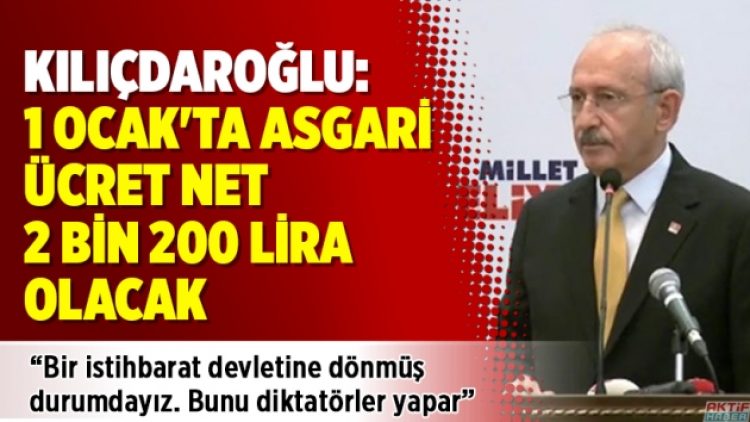 Kılıçdaroğlu: 1 Ocak’ta asgari ücret net 2 bin 200 lira olacak