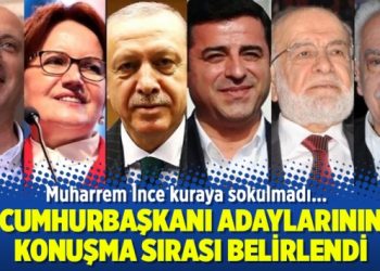 Cumhurbaşkanı adaylarının konuşma sırası belirlendi