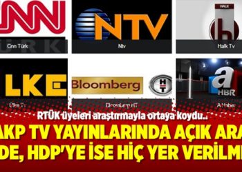AKP TV yayınlarında açık ara önde, HDP’ye ise hiç yer verilmedi