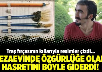 Cezaevinde özgürlüğe olan hasretini böyle giderdi!