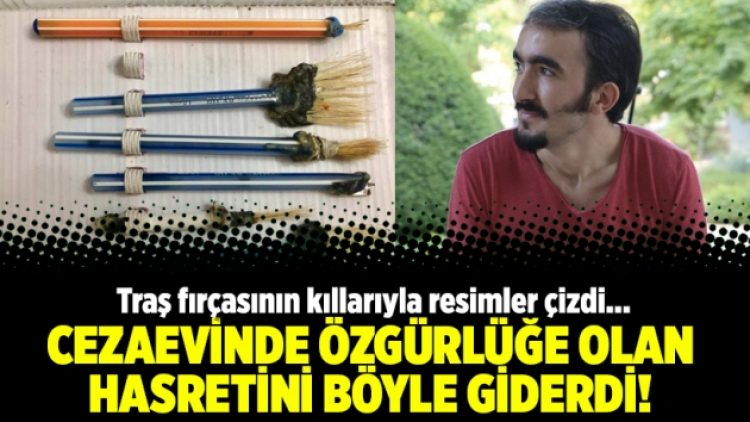 Cezaevinde özgürlüğe olan hasretini böyle giderdi!