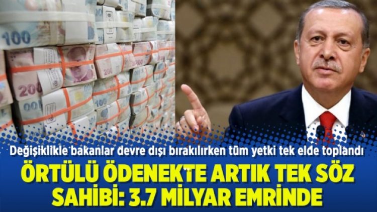 Örtülü ödenekte artık tek söz sahibi: 3.7 milyar emrinde