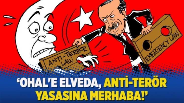 Latuff’tan Erdoğan karikatürü: OHAL’e elveda, anti-terör yasasına merhaba!
