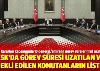 TSK’da görev süresi uzatılan ve emekli edilen komutanların listesi