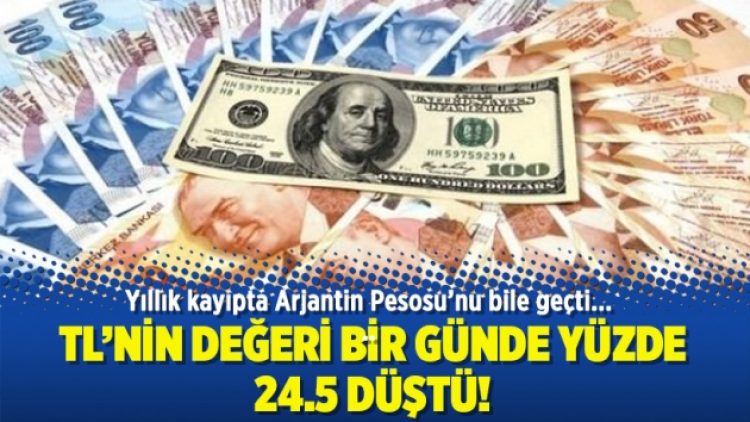 TL’nin değeri bir günde yüzde 24.5 düştü