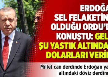 Erdoğan sel felaketinin olduğu Ordu’da konuştu: Gelin şu yastık altındaki dolarları verin
