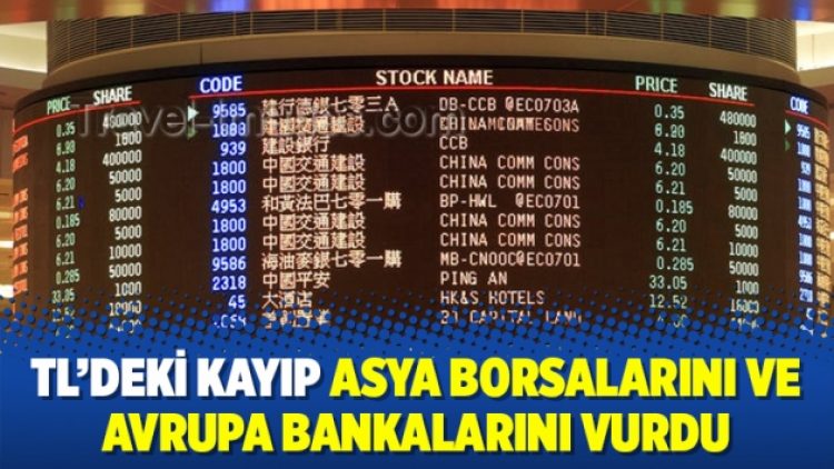 TL’deki kayıp Asya borsalarını ve Avrupa bankalarını vurdu