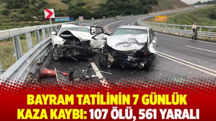 Bayram tatilinin 7 günlük kaza kaybı: 107 ölü, 561 yaralı