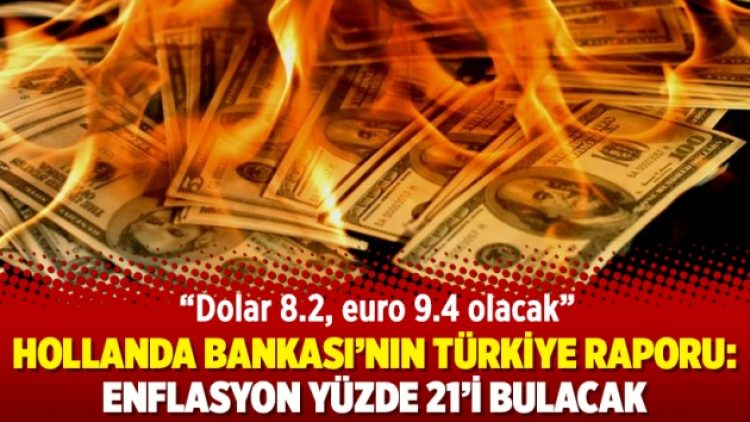 Hollanda Bankası’nın Türkiye raporu: Enflasyon yüzde 21’i bulacak; dolar 8.2, euro 9.4 olacak