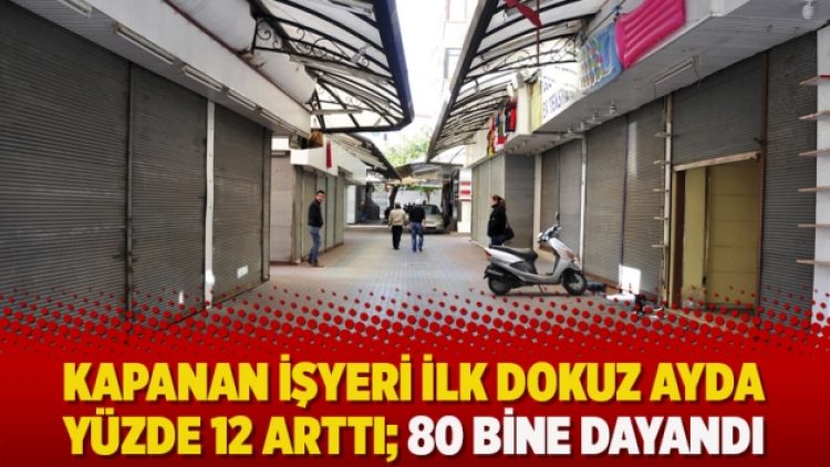 Kapanan işyeri ilk dokuz ayda yüzde 12 arttı; 80 bine dayandı