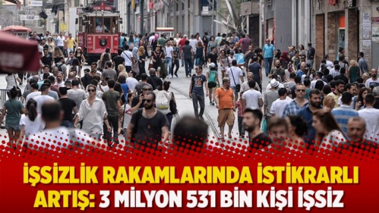 İşsizlik rakamlarında istikrarlı artış: 3 Milyon 531 bin kişi işsiz