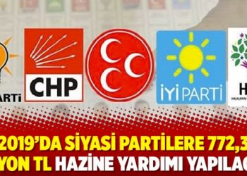 2019’da siyasi partilere 772,3 Milyon TL hazine yardımı yapılacak