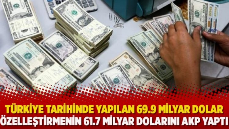 Türkiye tarihinde yapılan 69.9 milyar Dolar özelleştirmenin 61.7 milyar Dolarını AKP yaptı
