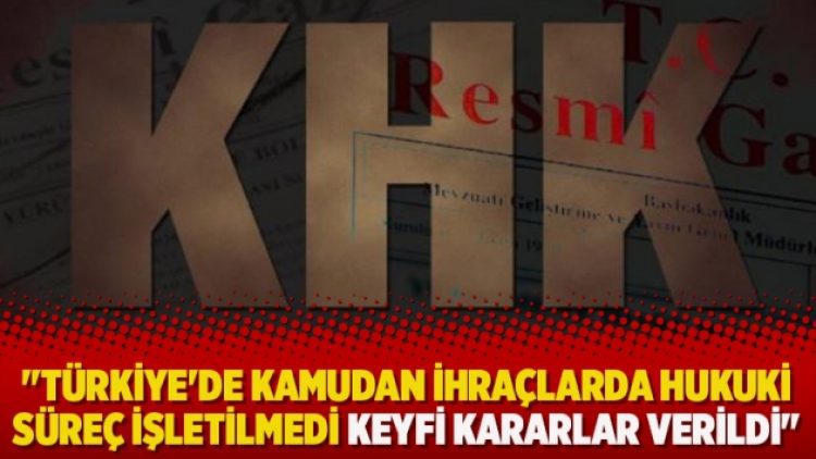“Türkiye’de kamudan ihraçlarda hukuki süreç işletilmedi keyfi kararlar verildi”