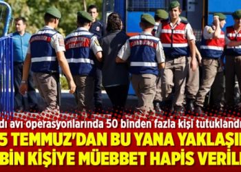 15 Temmuz’dan bu yana yaklaşık 2 bin kişiye müebbet hapis