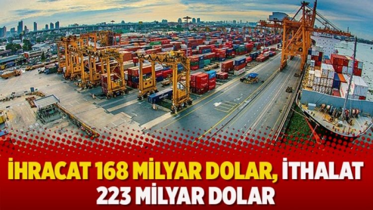 İhracat 168 milyar dolar, ithalat 223 milyar dolar