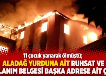 Aladağ yurduna ait ruhsat ve kullanım belgesi başka adrese ait çıktı
