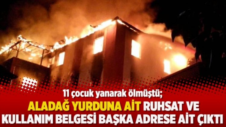 Aladağ yurduna ait ruhsat ve kullanım belgesi başka adrese ait çıktı