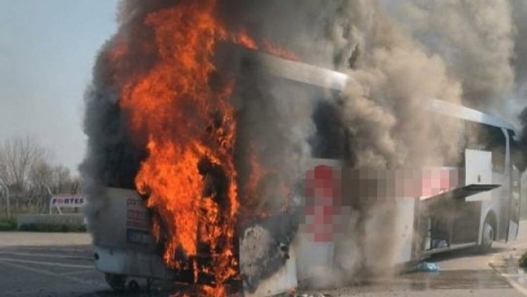 Otobüs alev alev yandı, 29 yolcu ölümden döndü