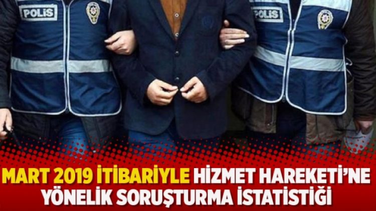 Mart 2019 itibariyle Hizmet Hareketi’ne yönelik soruşturma istatistiği