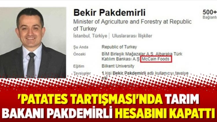‘Patates tartışması’nda Tarım Bakanı Pakdemirli hesabını kapattı