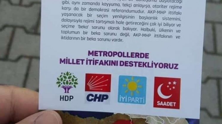 Muhalefet partileri adına hazırlanan sahte broşürlere toplatma