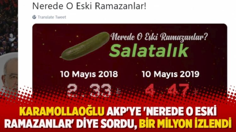 Temel Karamollaoğlu AKP’ye ‘Nerede o eski Ramazanlar’ diye sordu, bir milyon izlendi