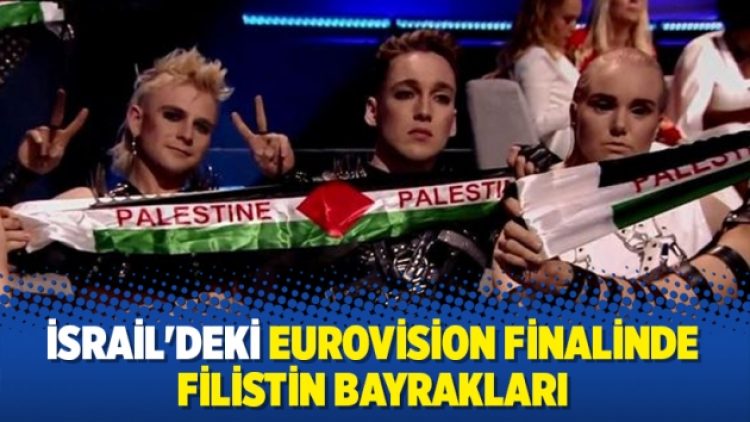 İsrail’deki Eurovision finalinde Filistin bayrakları